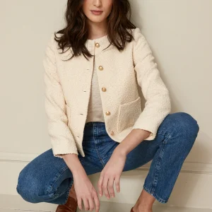 Veste sans col tweed femme