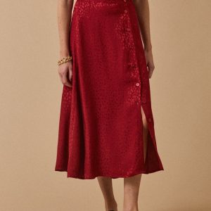 Jupe longue boutonnée jacquard femme