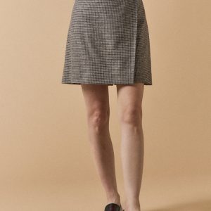 Jupe courte portefeuille mini carreaux femme