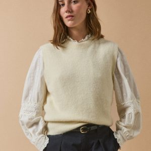 Pull sans manches femme mélange alpaga