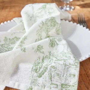 Serviette de table esprit jouy en coton tramé par lot de 4