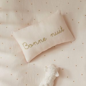 Petit coussin gaze de coton broderie dorée
