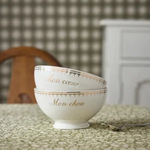 Bol en porcelaine  "Mon coeur" + "Mon chou" par lot de 2