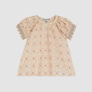 Robe – Coton – Carreaux – Fleurs Roses – Enfant – Émile et Ida
