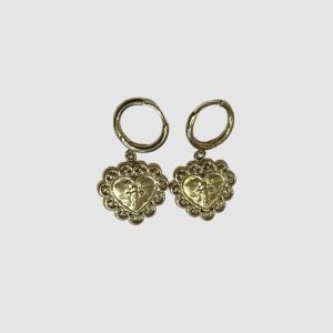 Boucles d’oreilles – Coeur Dentelle – Acier Inoxydable