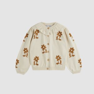 Cardigan – Fleurs – Bicolore Caramel – Bébé et Enfant – Émile et Ida
