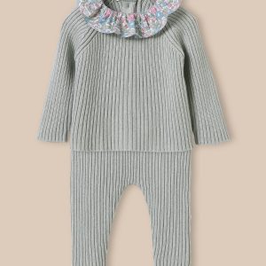 Ensemble en tricot Bébé col en tissu Liberty