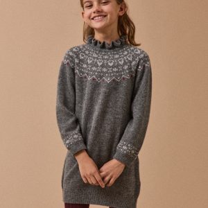 Robe jacquard en laine Fille