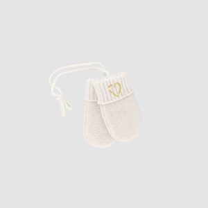 Moufles – Cachemire – Coeur Lurex Doré – Bobbin & Tricot