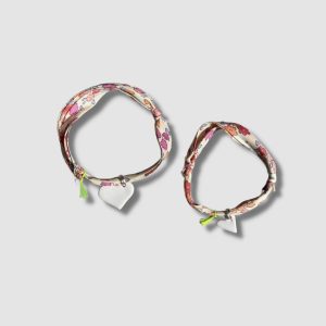 Bracelets Duo Mère Fille – Motif Écru Coeur – Margote Céramiste