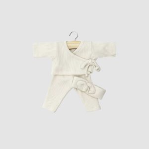 Babies – Ensemble cache-cœur Roxane en maille côtelée lin avec headband – Minikane