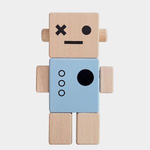 Baby Robot en bois – Bleu – Briki Vroom Vroom