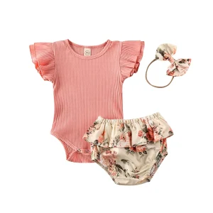 TENUE BARBOTEUSE FLEURIE 3 PIÈCES
