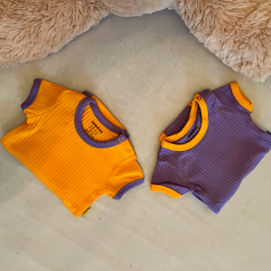 Lot de 2 bodies violet et jaune 100% coton