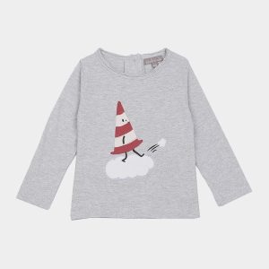 Tee-shirt “Cône” – Gris chiné – Manches longues – Emile et Ida