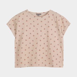 Tee shirt bébé fille en coton bio – Imprimé Cerises Crème – Emile et Ida