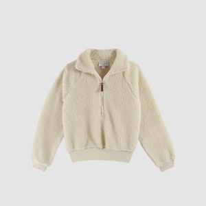 Sweat zippé sherpa écru – Femme – Emile et Ida