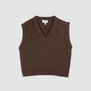 Pull sans manches en laine châtaigne – Femme – Emile et Ida