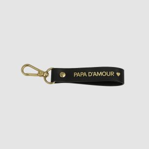 Porte-clés – Cuir Noir “Papa d’amour”