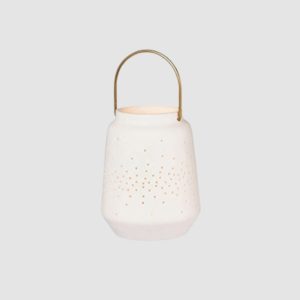 Lanterne en porcelaine mate avec anse laiton – Räder