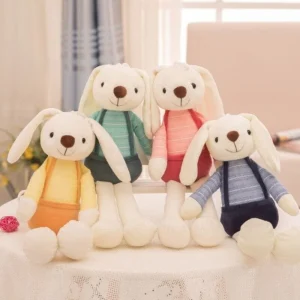 Peluche Lapin Blanc En Salopette