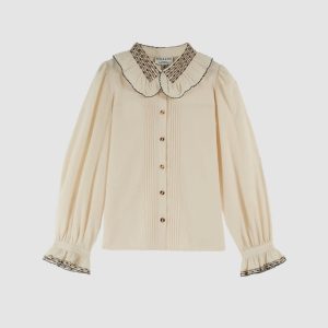 Chemise vintage col brodé crème – Emile et Ida